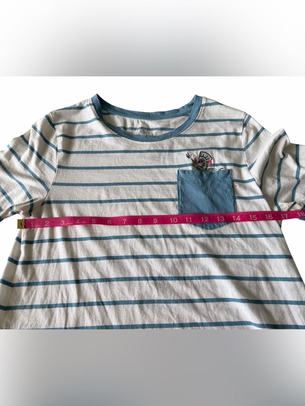 Disney Striped Blue & White Pocket Tee — Ratatouille Patch - Picture 3 of 8